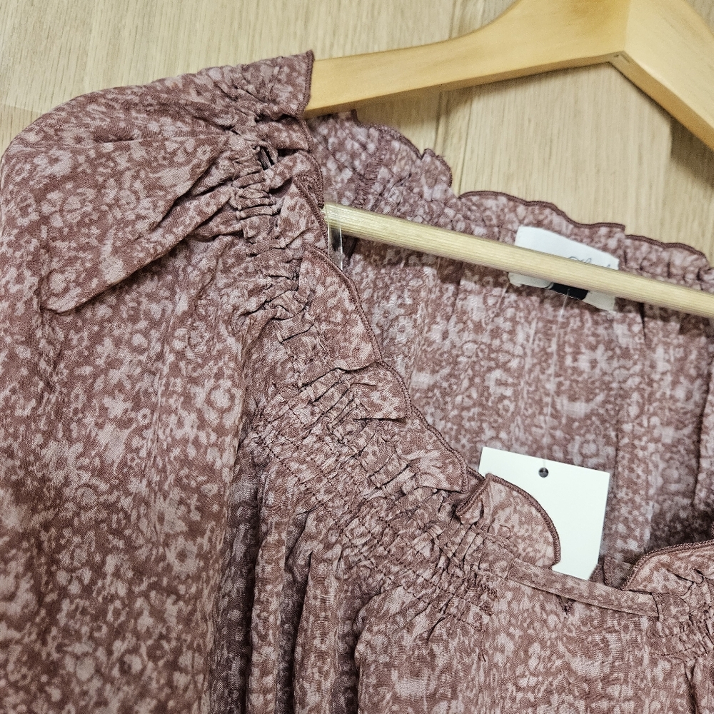 Universal Thread Medium Mauve Floral Patterned Blouse‎ New - Picture 8 of 10